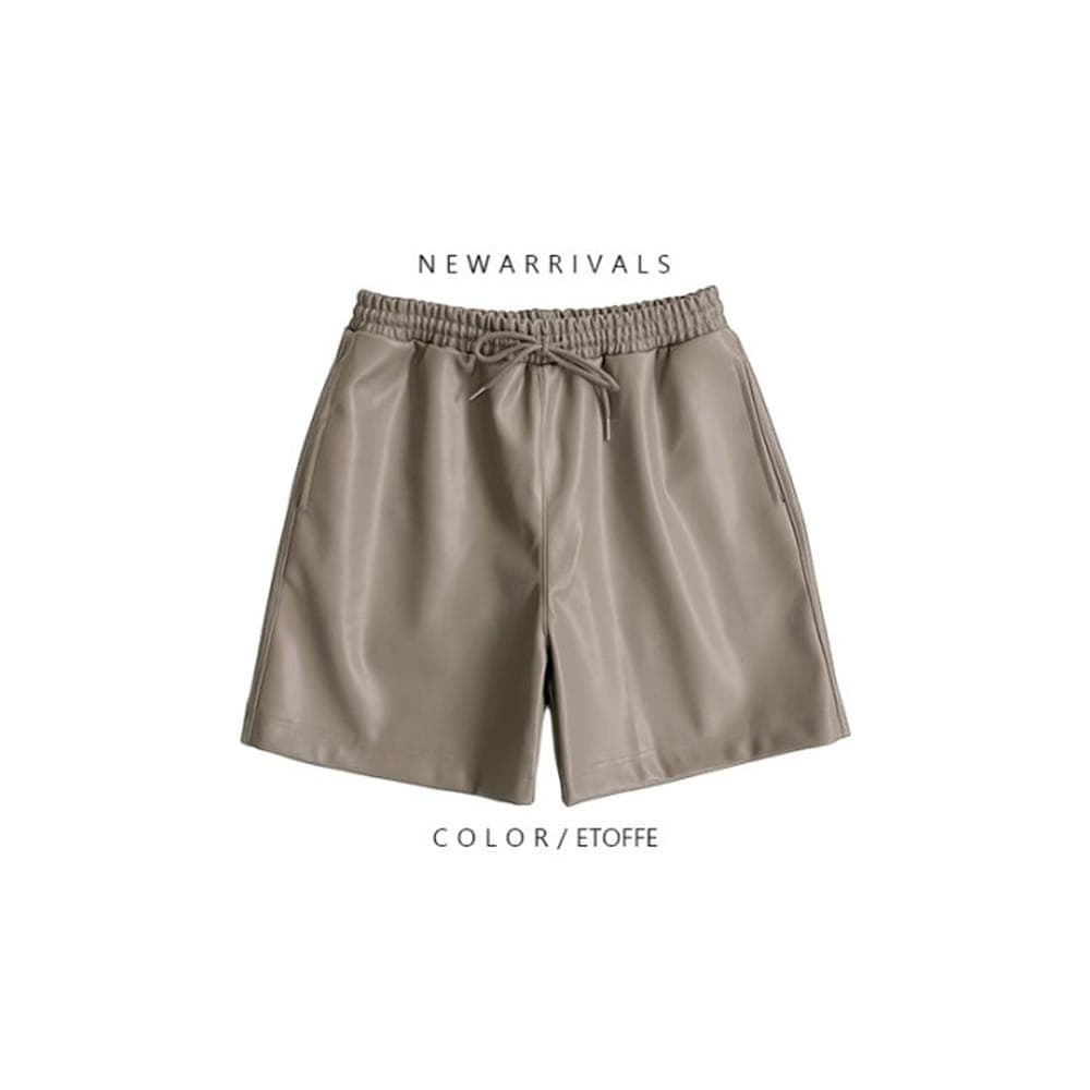[OCEAN] Camel Leather Half Pants 1