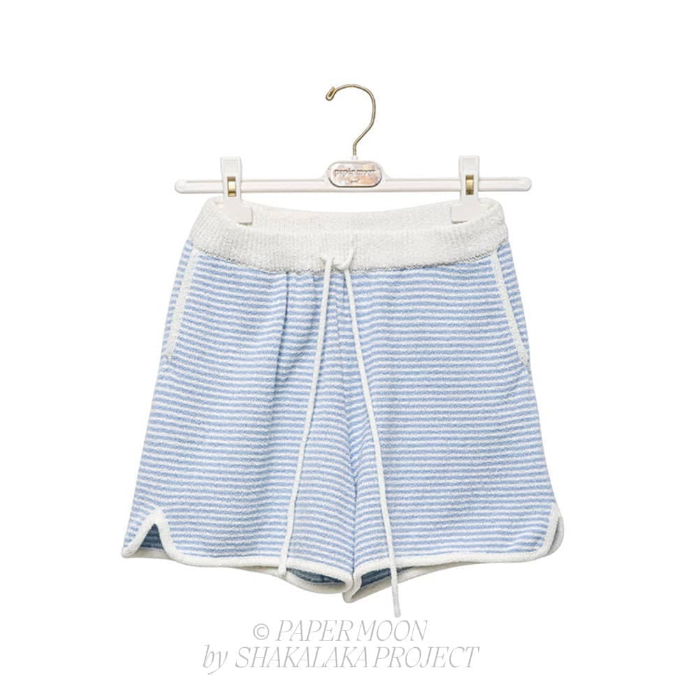 [PAPER MOON] Stripe Set Knit Dolphin Shorts Blue 4