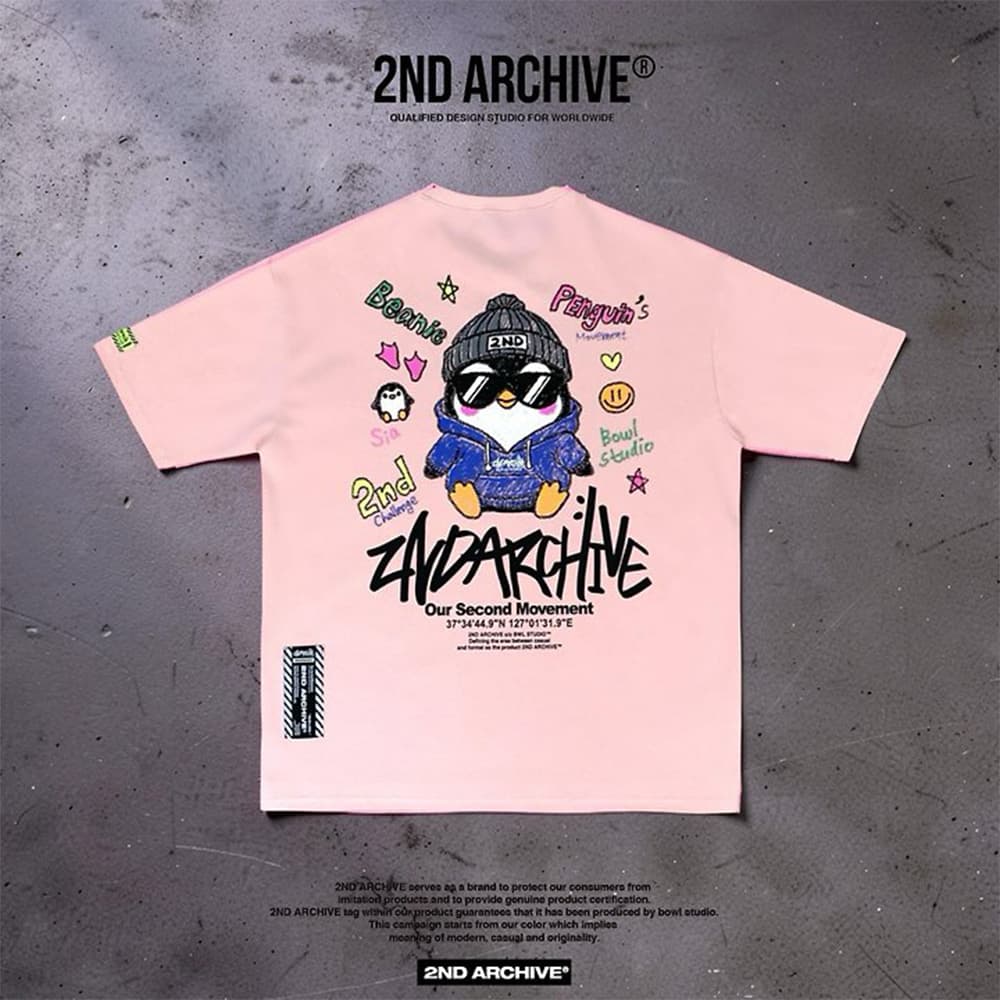 [2ND ARCHIVE] Sunglass Penguin Crayon Short Sleeve T-Shirt 3