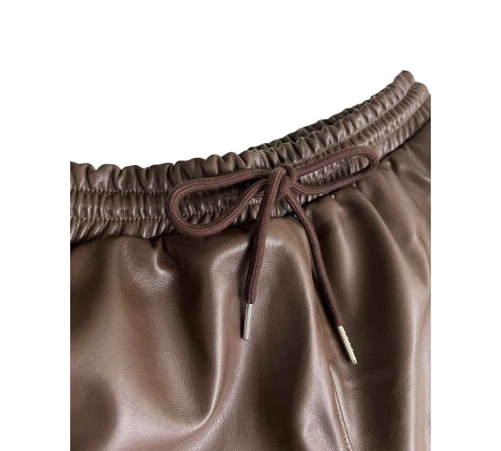 [OCEAN] Camel Leather Half Pants 6