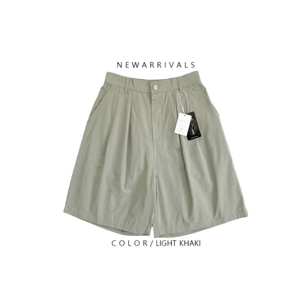 [OCEAN] Bermuda Pin Tuck Half Banding Washable Half Pants 1