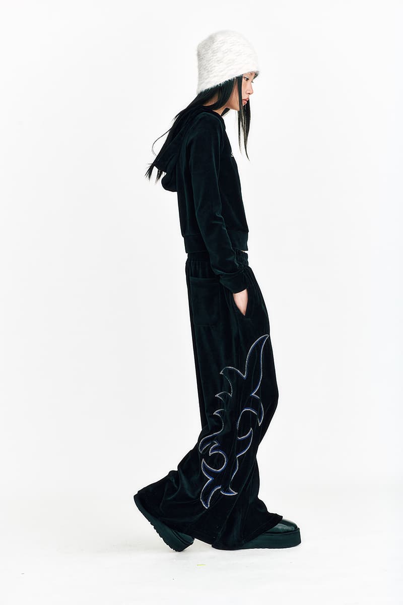 [SSERPE] WESTERN EMBROIDERY VELVET WIDE PANTS PUMA 6
