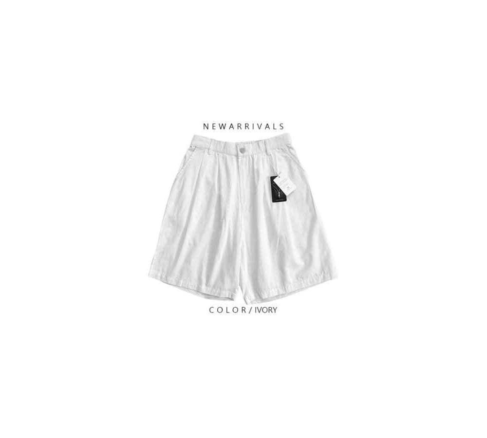 [OCEAN] Bermuda Pin Tuck Half Banding Washable Half Pants 6