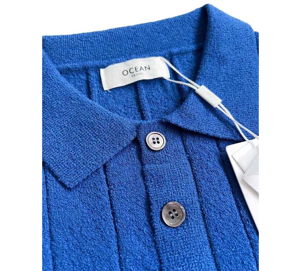 [OCEAN]Signature Boucle Ribbed Washable Collar Short Sleeve Knit 7