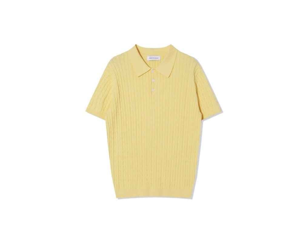 [OCEAN] Pure Cotton Cable Washable Collar Short Sleeve Knit 7