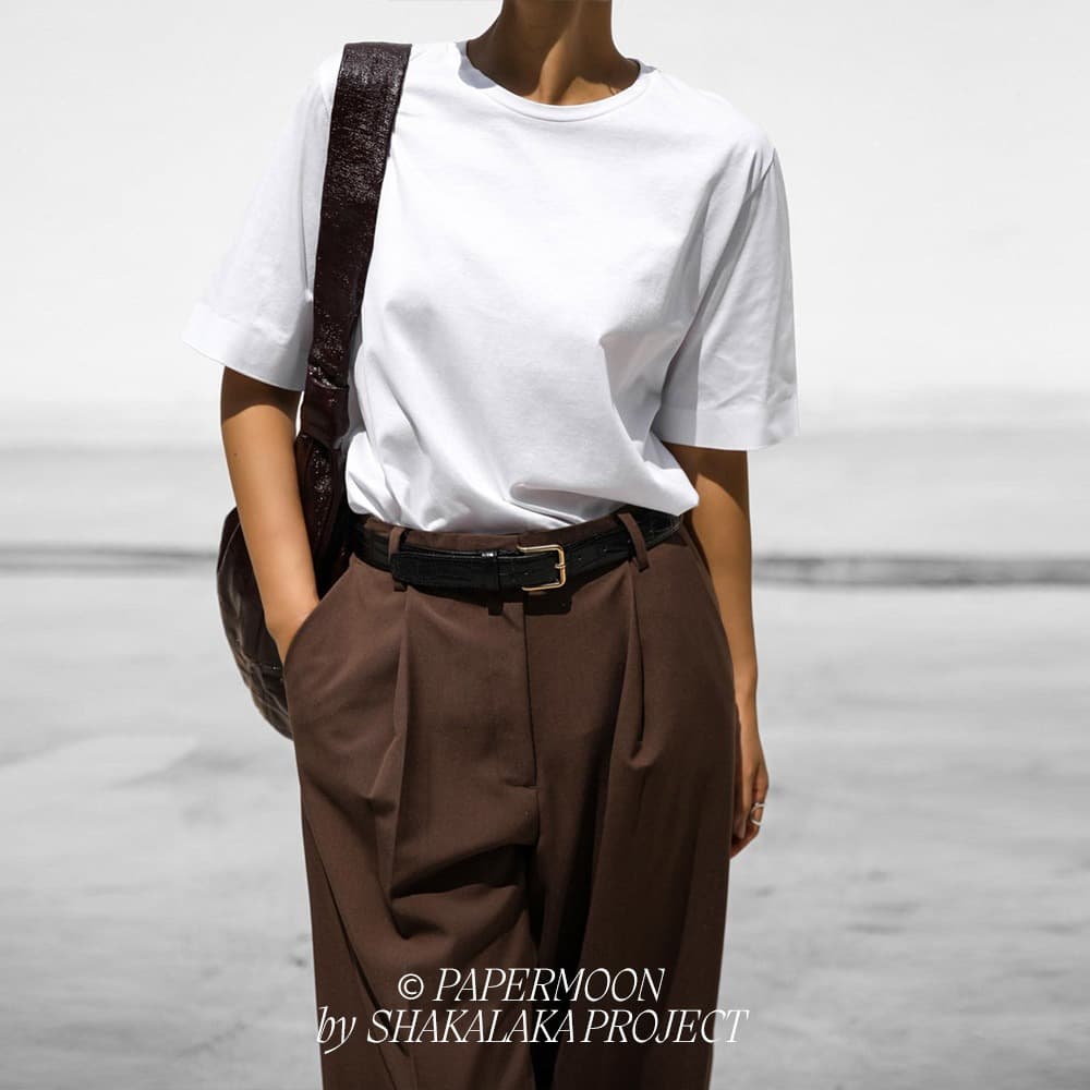 [PAPER MOON] Lux Silket Basic T-Shirt White 1