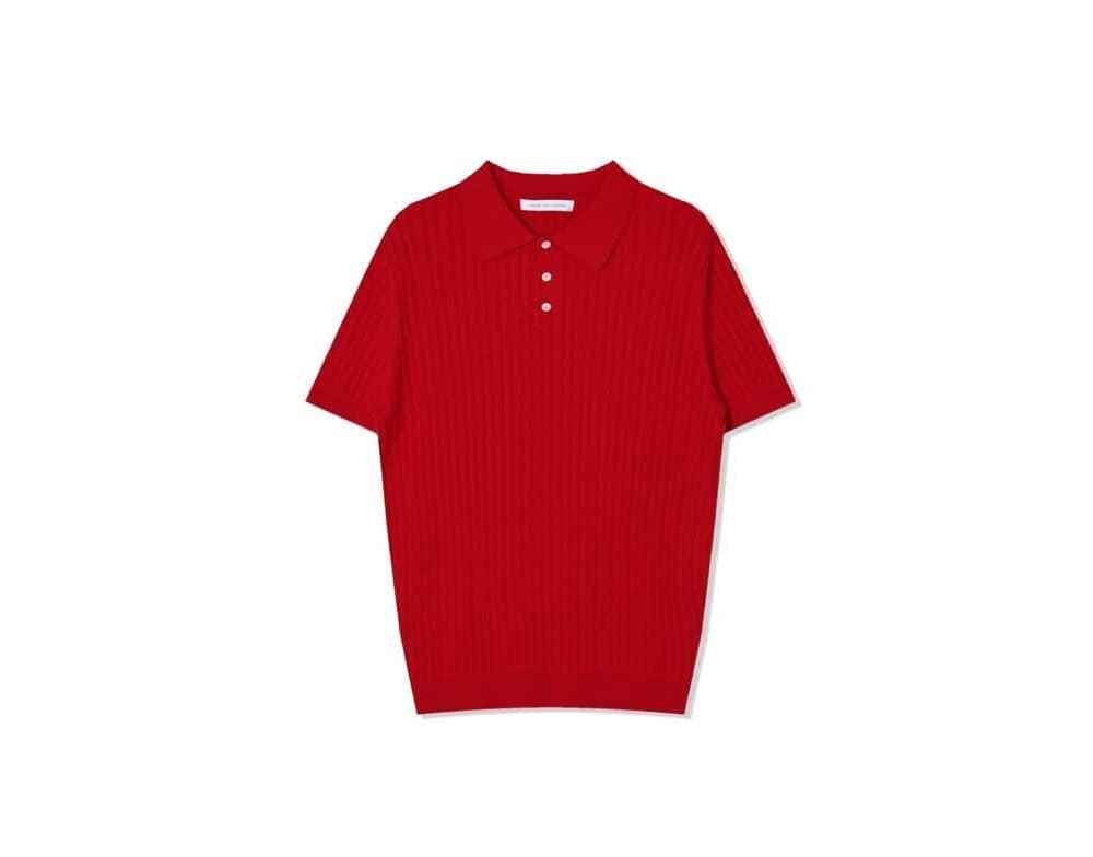 [OCEAN] Pure Cotton Cable Washable Collar Short Sleeve Knit 4