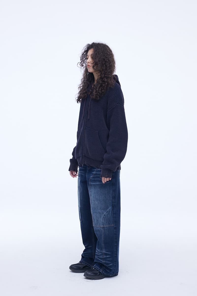 [SSERPE] DESTROYED COTTON   KNIT HOODIE ZIP UP 6