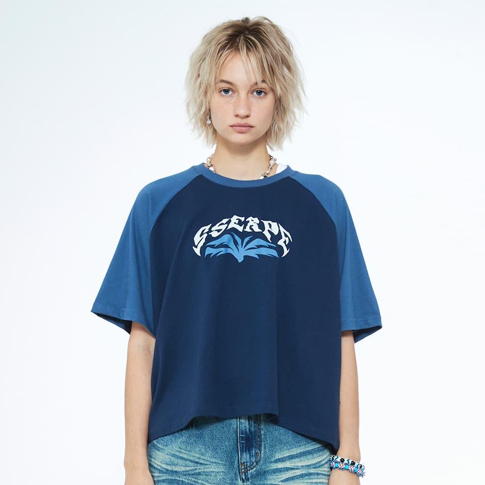 [SSERPE] MANS RAGLAN CROP HALF SLEEVE T BLACK 4