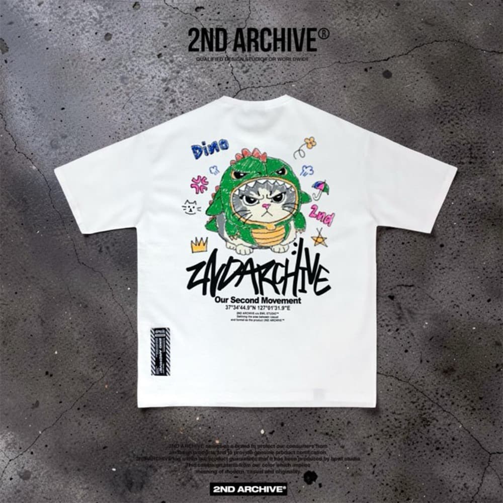 Dino Cat Short Sleeve T-Shirt 1
