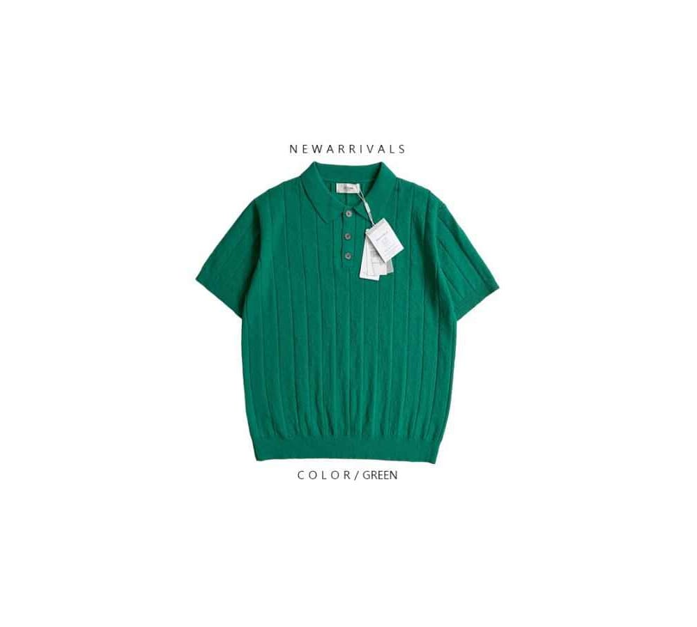 [OCEAN]Signature Boucle Ribbed Washable Collar Short Sleeve Knit 6