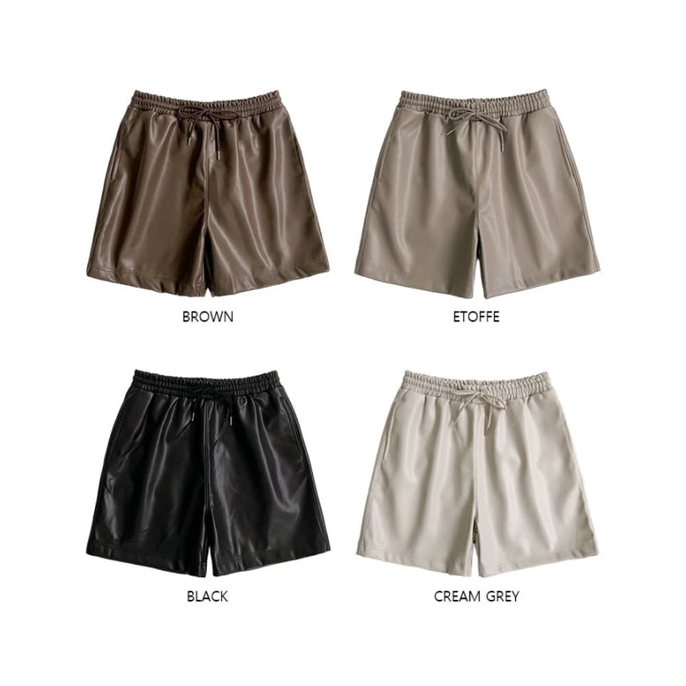 [OCEAN] Camel Leather Half Pants 10