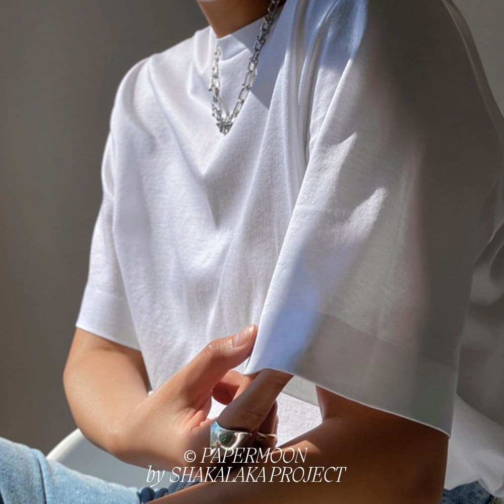 [PAPER MOON] Lux Silket Basic T-Shirt White 7