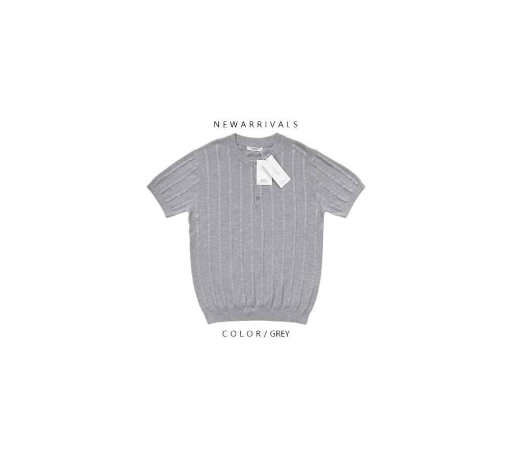 [OCEAN] Raf Muscle Fit Henley Neck Short Sleeve Knit 3