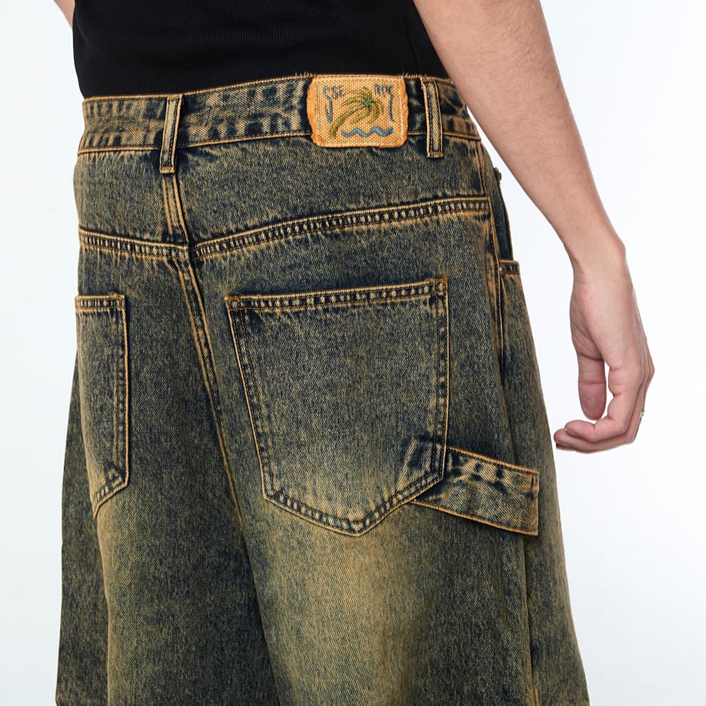[SSERPE] MULTI POCKET CARPENTER WIDE DENIM PANTS 2