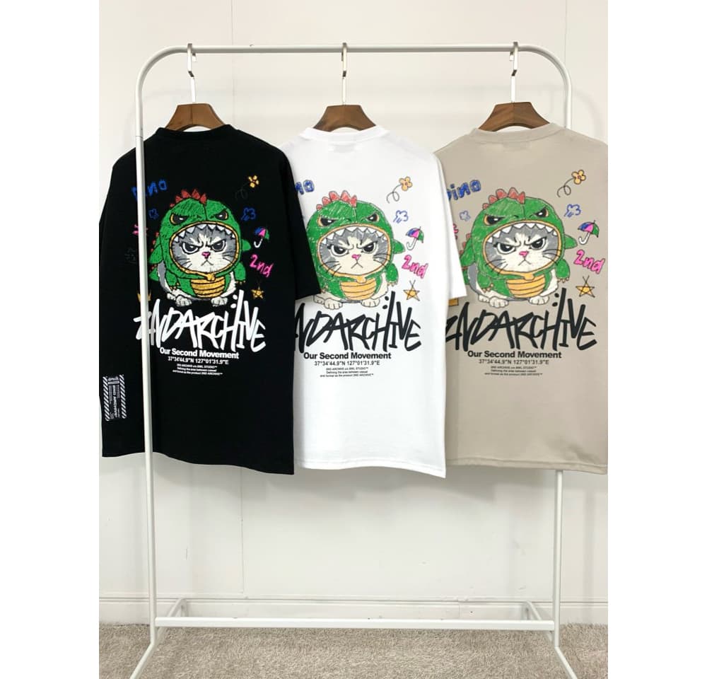 Dino Cat Short Sleeve T-Shirt 8