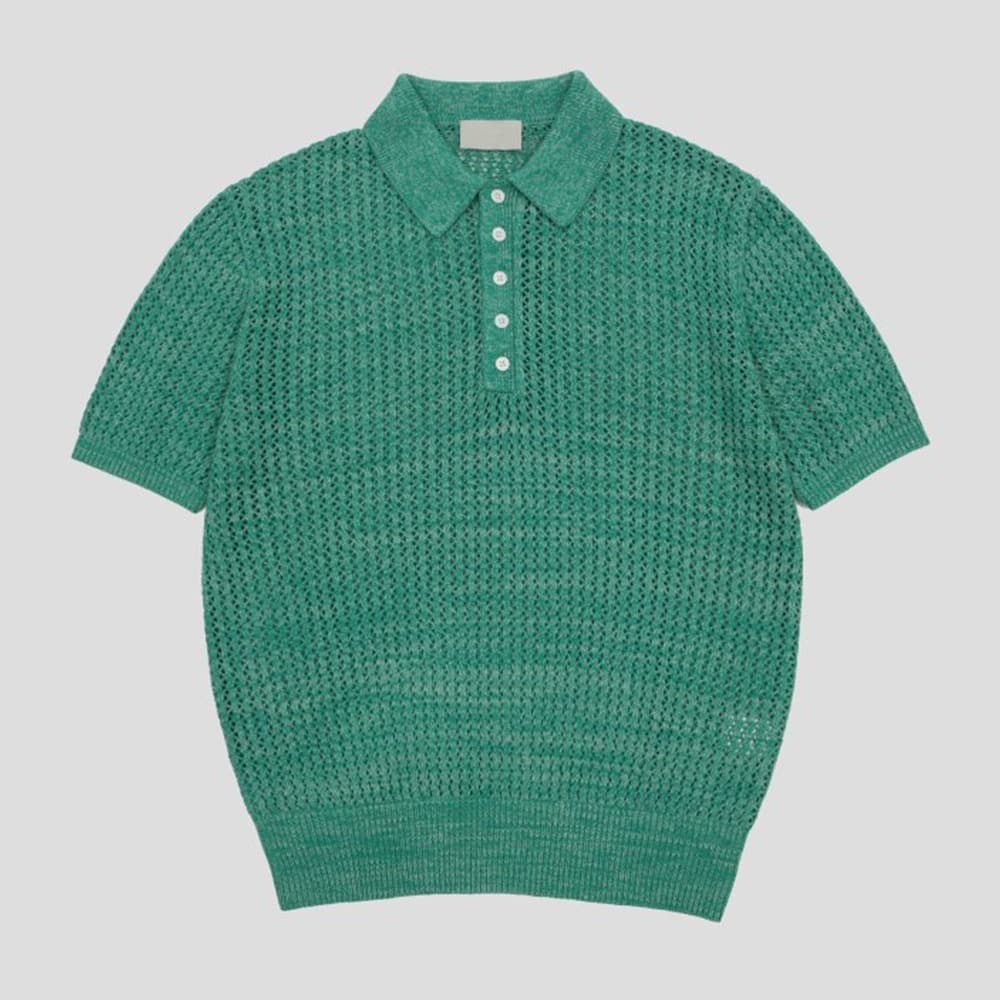 [GENTLE COVER] Helly Two-Tone Collar Short-Sleeved Knit 1