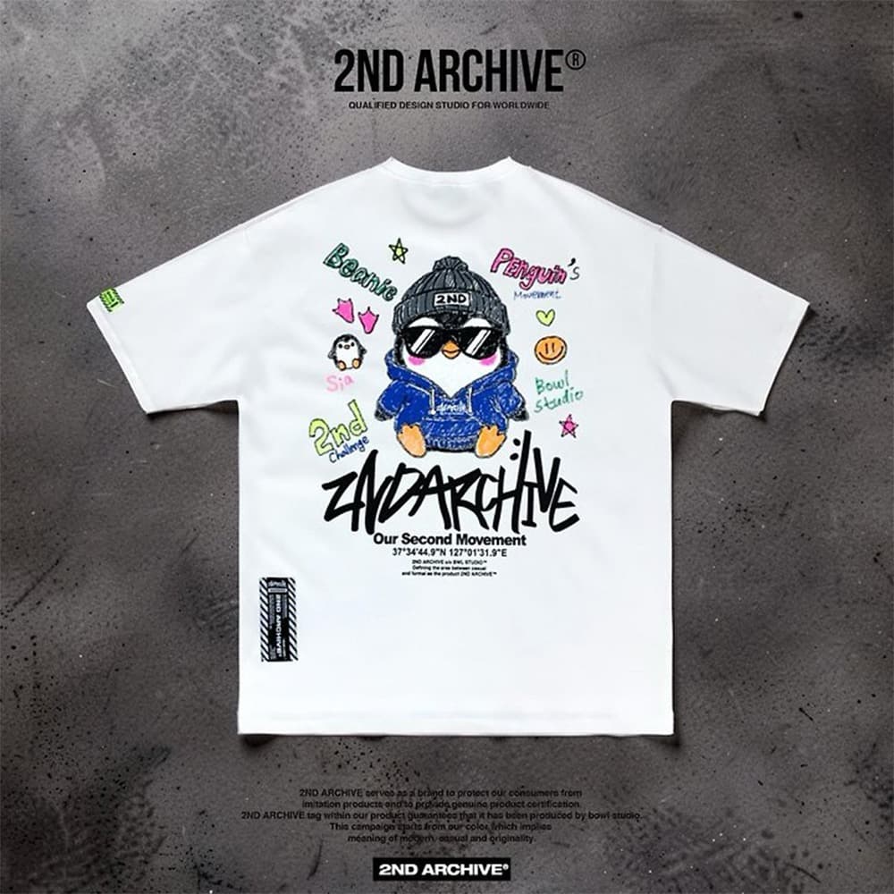 [2ND ARCHIVE] Sunglass Penguin Crayon Short Sleeve T-Shirt 1