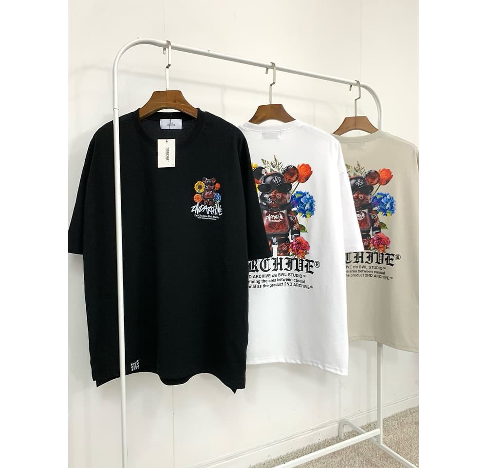 [2ND ARCHIVE] Rose Black Teddy Bear Short Sleeve T-Shirt 8