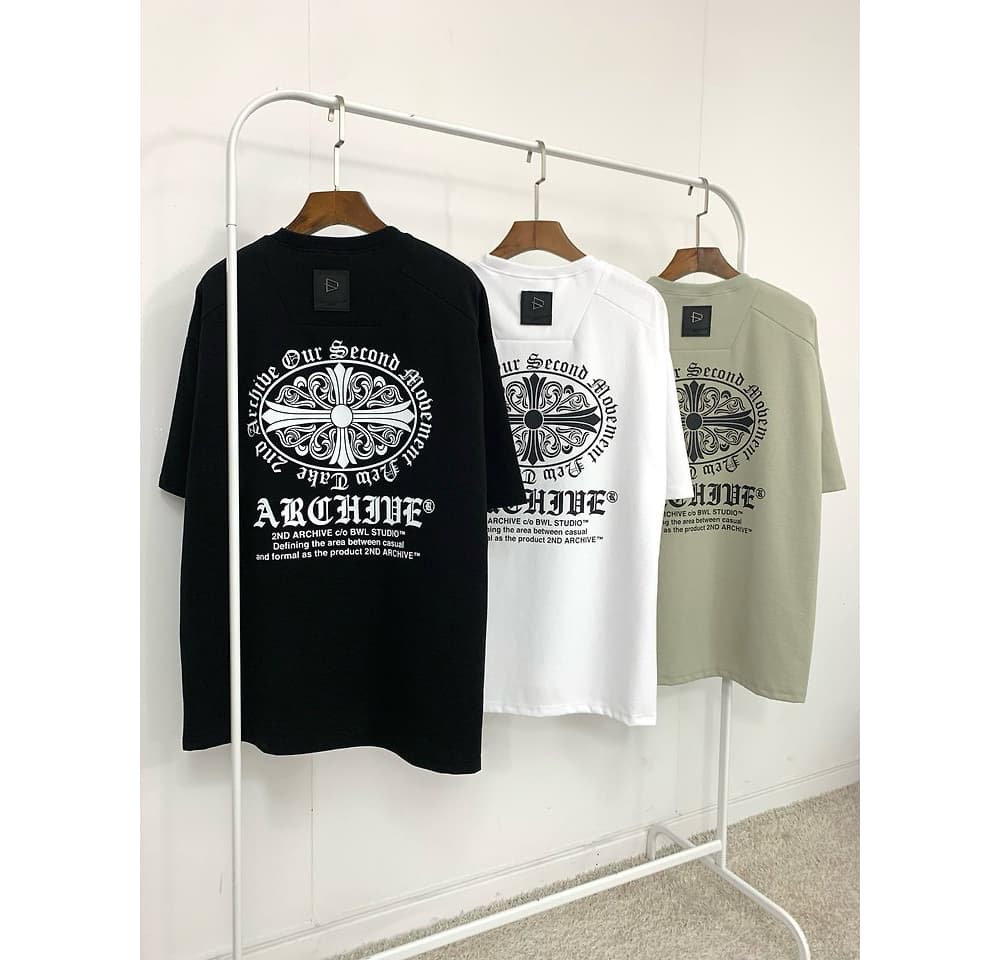 [2ND ARCHIVE] Leather Patch Cross Short Sleeve T-Shirt 7