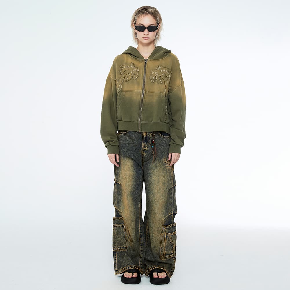 [SSERPE] MULTI POCKET CARPENTER WIDE DENIM PANTS 4