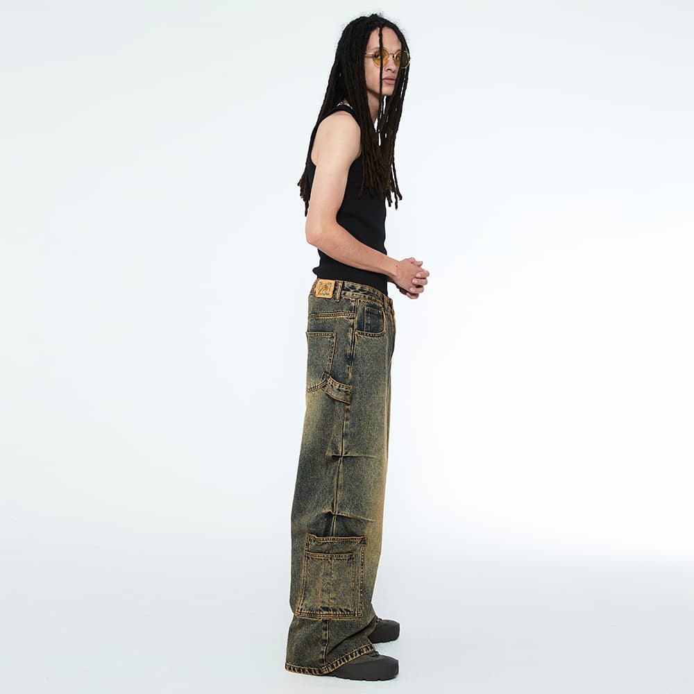 [SSERPE] MULTI POCKET CARPENTER WIDE DENIM PANTS 5