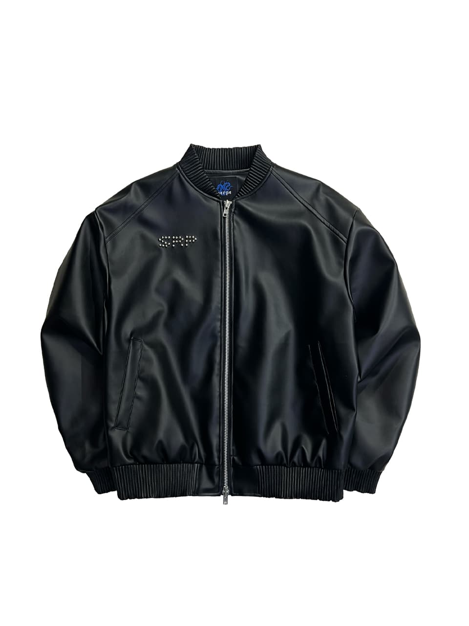[SSERPE] FLAME STARS STUD BOMBER VEGAN LEATHER JACKET 6