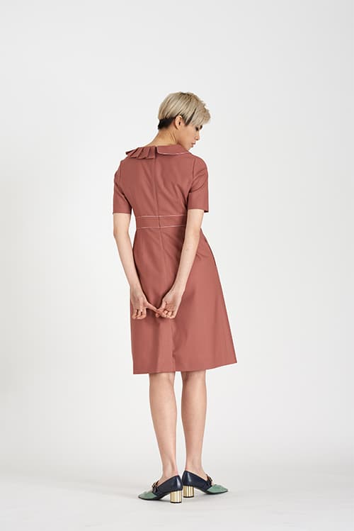 [FREAKS] Asymmetrical Structural Neckline 100% Summer Wool Summer Suit Dress 5