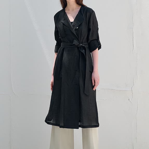 [FREAKS] Hot Summer Linen Blending High-Waisted Trench Dress 1