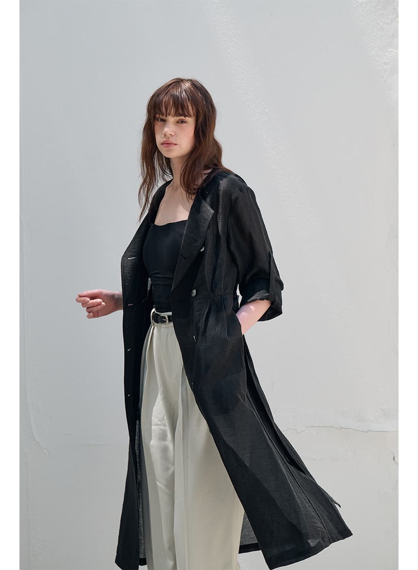 [FREAKS] Hot Summer Linen Blending High-Waisted Trench Dress 2