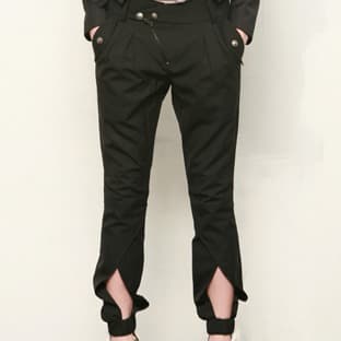 [FREAKS] Front Ankle Slit Wool Blend Skinny Slacks 1