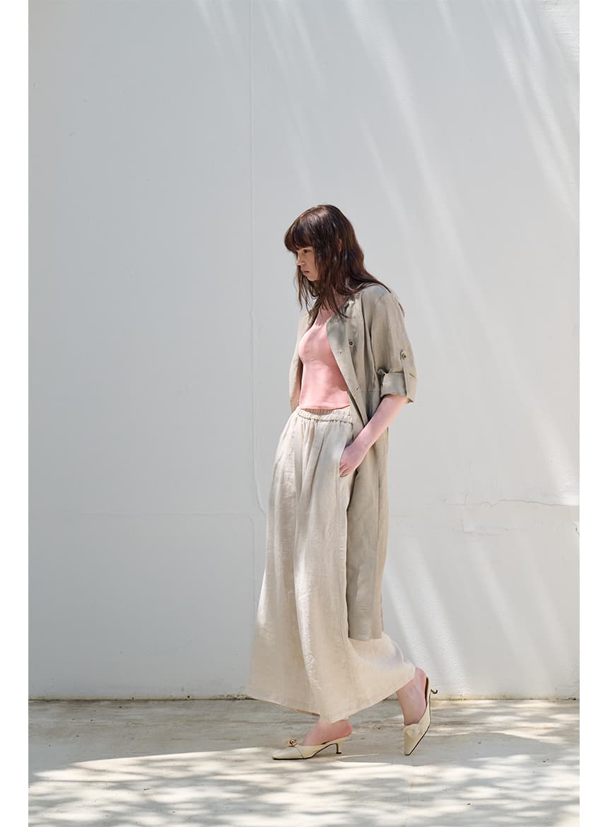 [FREAKS] Hot Summer Linen Blending High-Waisted Trench Dress 7