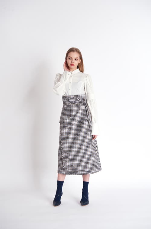[FREAKS] High-Waisted, Cut-Edge Structured Maxi Wrap Skirt 6