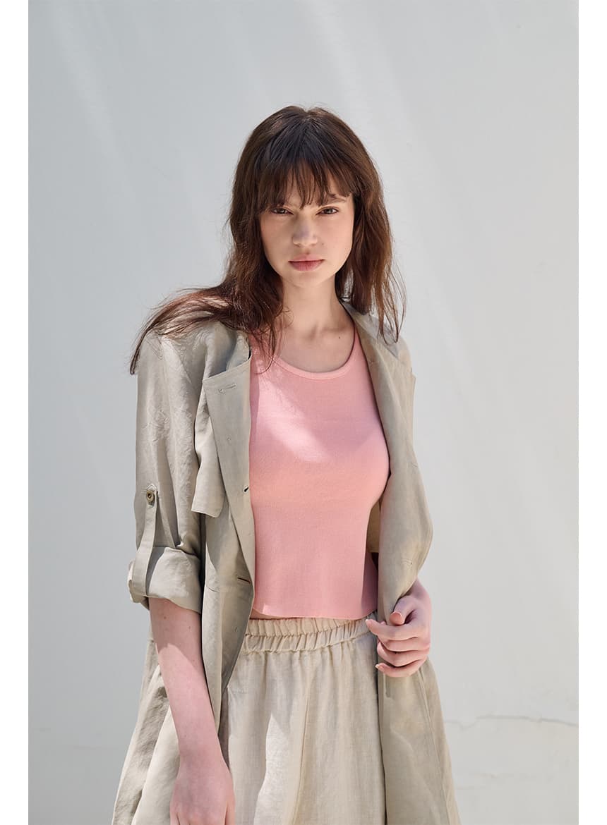 [FREAKS] Hot Summer Linen Blending High-Waisted Trench Dress 8
