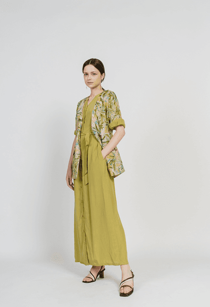 [FREAKS] Cupro Maxi Robe Highwaist Shirt-Dress 6