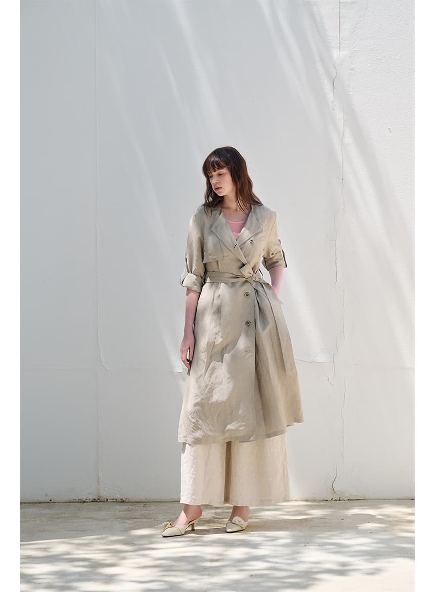 [FREAKS] Hot Summer Linen Blending High-Waisted Trench Dress 6