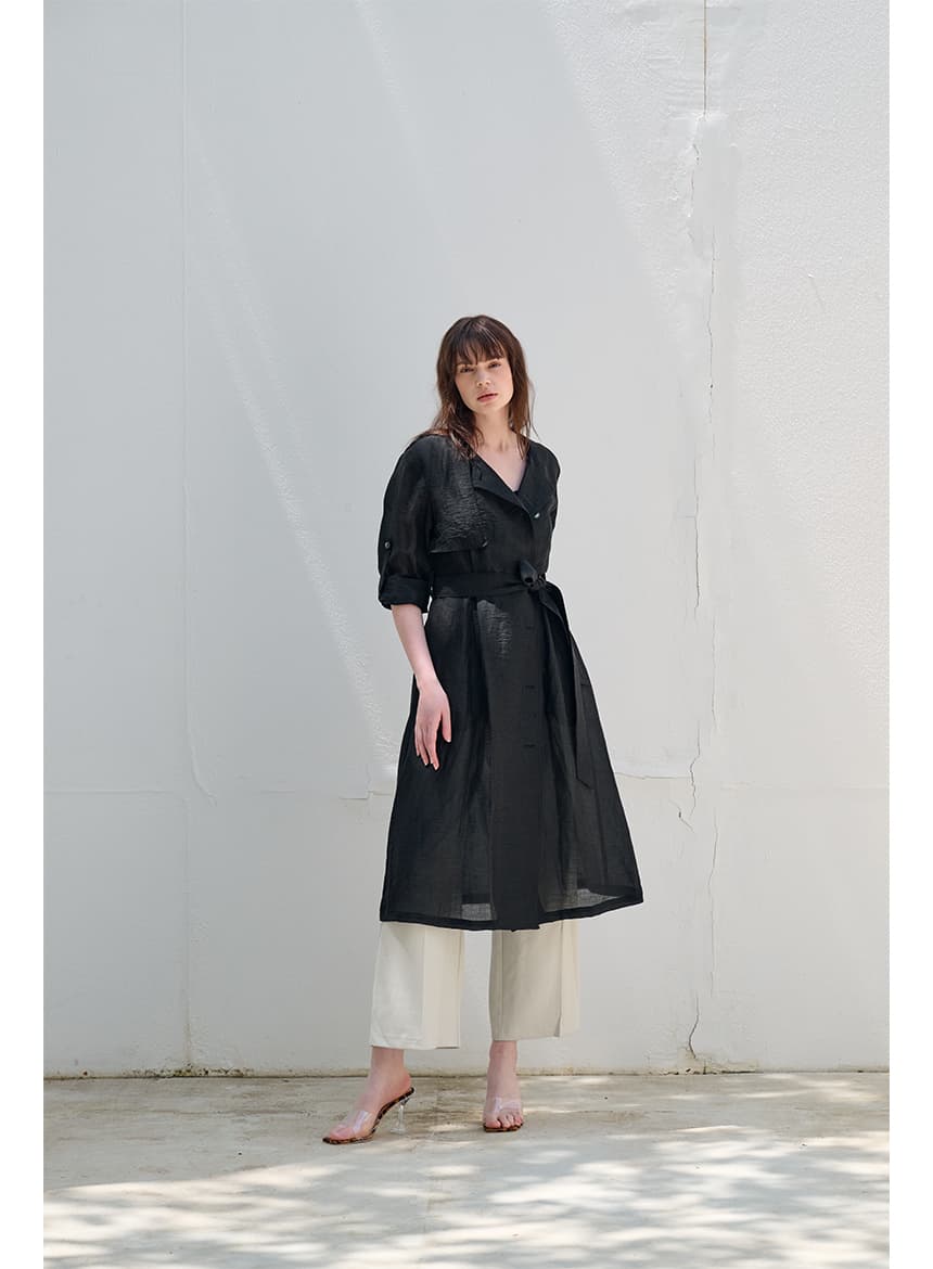[FREAKS] Hot Summer Linen Blending High-Waisted Trench Dress 5