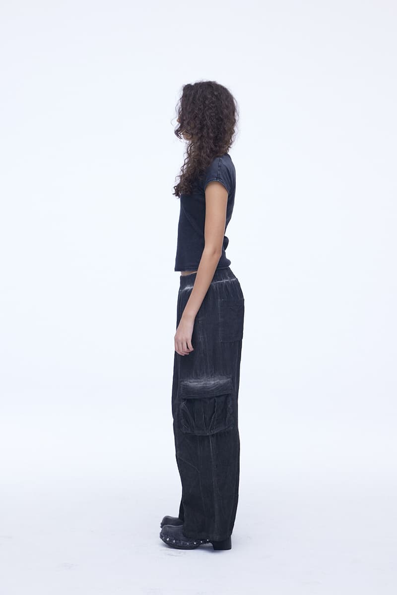 [SSERPE] DYEING CORDUROY CARGO   BANDING PANTS DIRTY BLACK 6