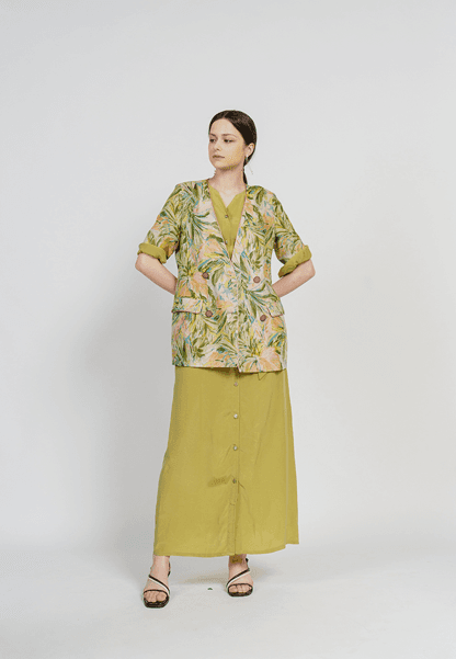 [FREAKS] Cupro Maxi Robe Highwaist Shirt-Dress 5