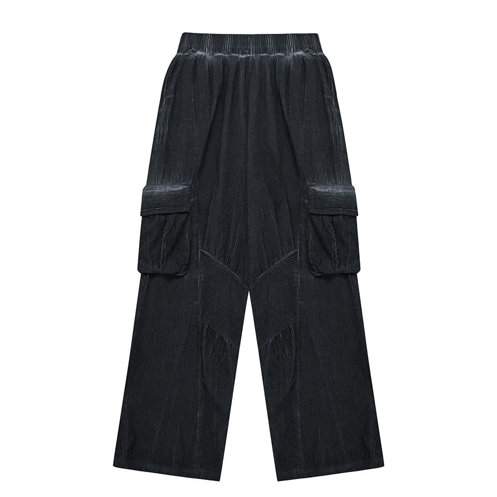 [SSERPE] DYEING CORDUROY CARGO   BANDING PANTS DIRTY BLACK 1