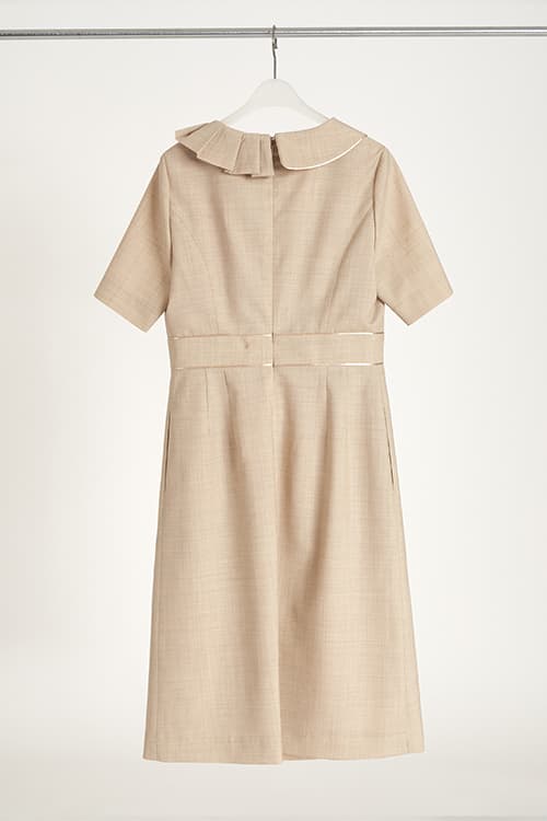 [FREAKS] Asymmetrical Structural Neckline 100% Summer Wool Summer Suit Dress 6
