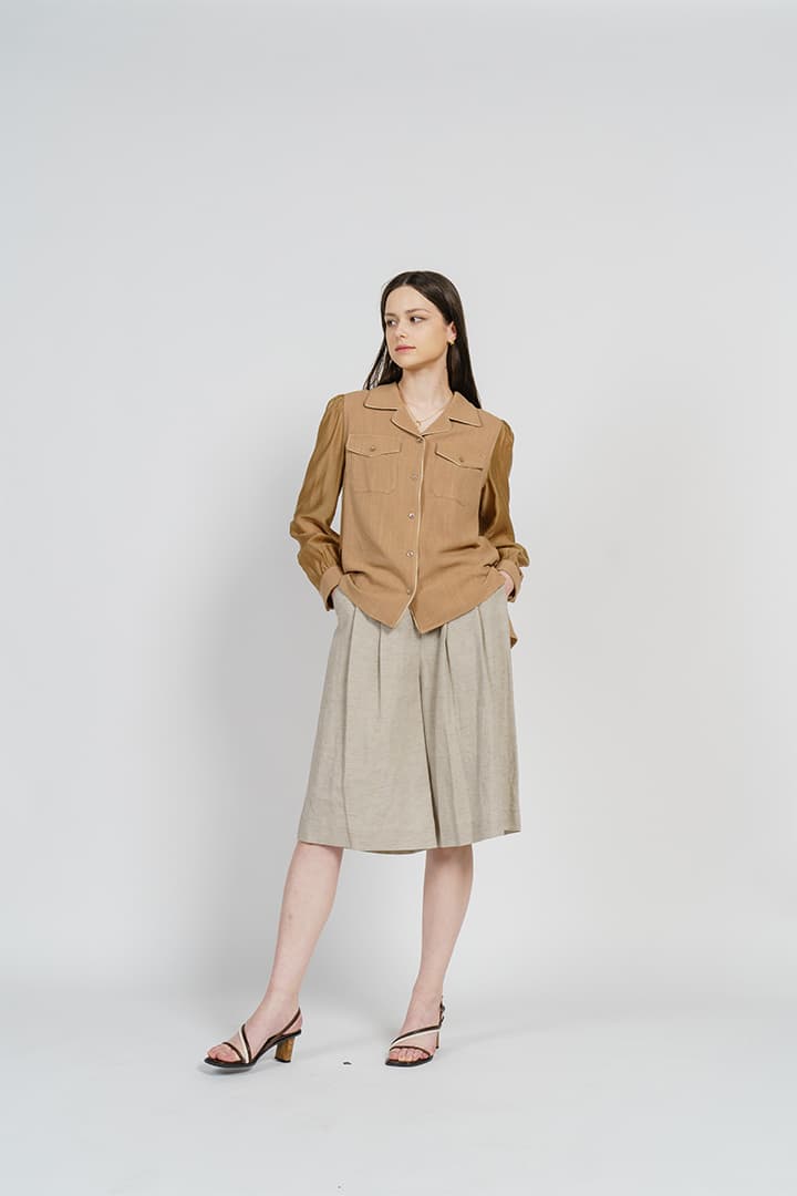 [FREAKS] Linen Piping Summer Blouse 3