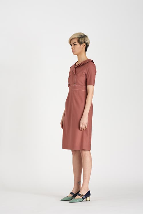 [FREAKS] Asymmetrical Structural Neckline 100% Summer Wool Summer Suit Dress 2