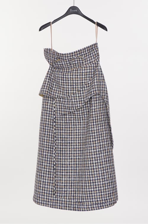 [FREAKS] High-Waisted, Cut-Edge Structured Maxi Wrap Skirt 7