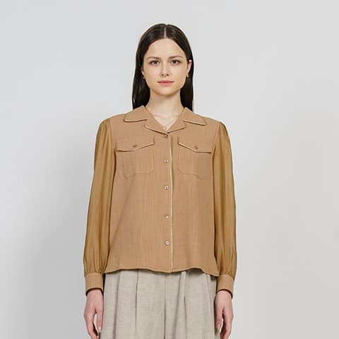 [FREAKS] Linen Piping Summer Blouse 1