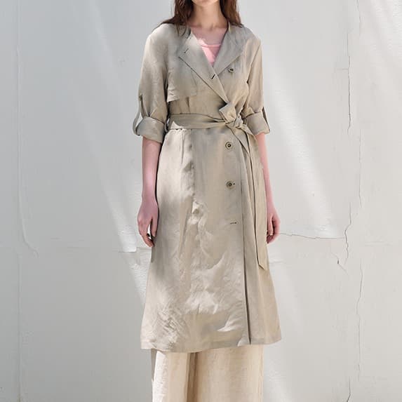 [FREAKS] Hot Summer Linen Blending High-Waisted Trench Dress 1