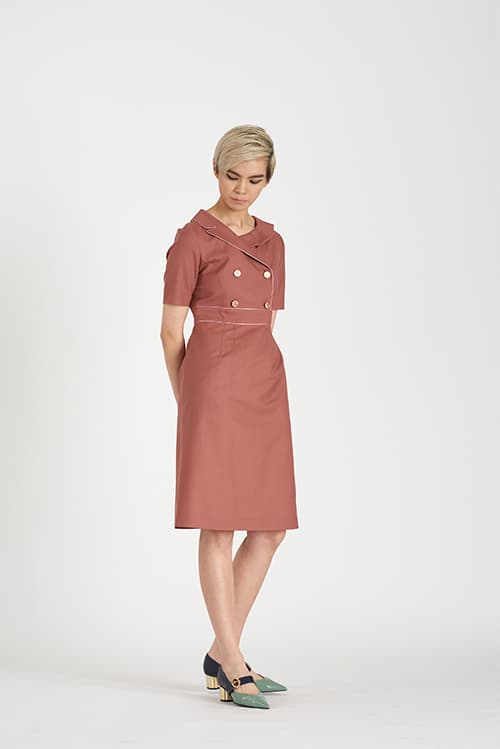 [FREAKS] Asymmetrical Structural Neckline 100% Summer Wool Summer Suit Dress 6