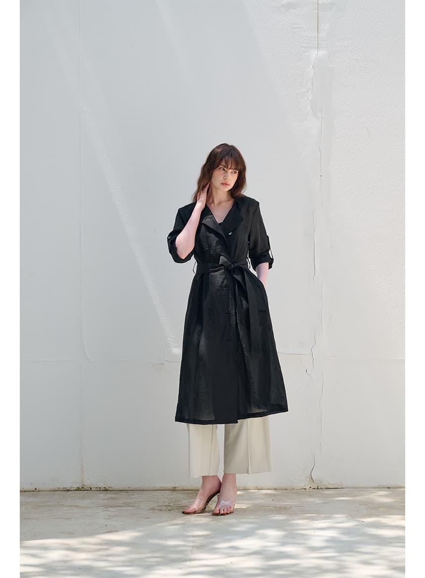 [FREAKS] Hot Summer Linen Blending High-Waisted Trench Dress 6