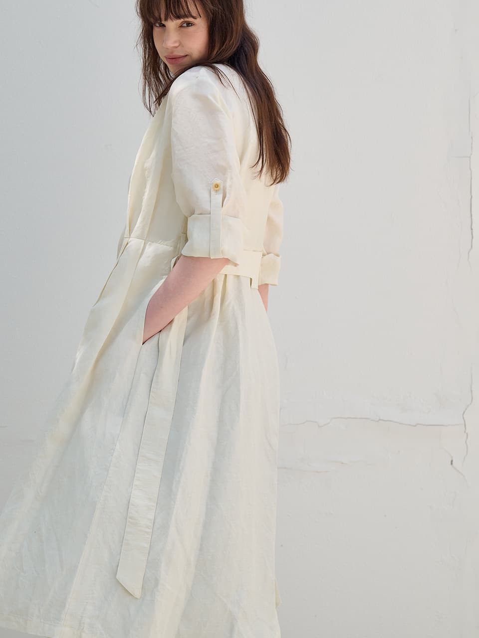 [FREAKS] Hot Summer Linen Blending High-Waisted Trench Dress 4