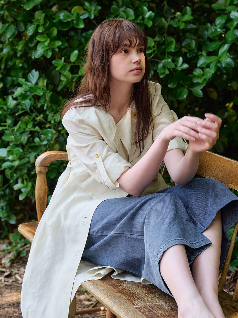[FREAKS] Hot Summer Linen Blending High-Waisted Trench Dress 7